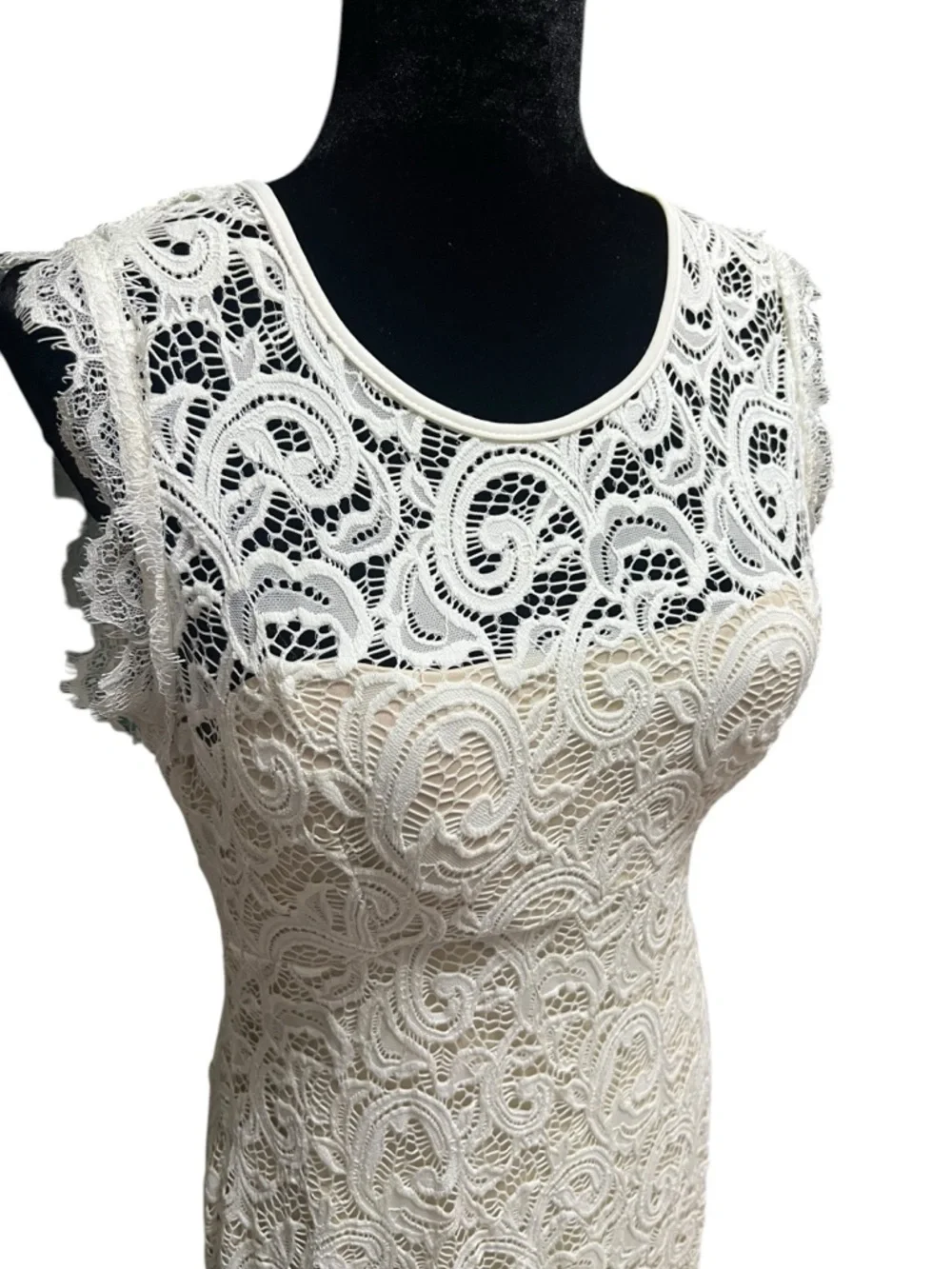 Love fast love hard boho lace white and nude dress size L Bridal Wedding - Picture 4 of 12
